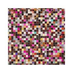 Dywan patchwork skórzany 200 x 200 cm wielokolorowy ENNE Dywan patchwork skórzany 200 x 200 cm wielokolorowy ENNE