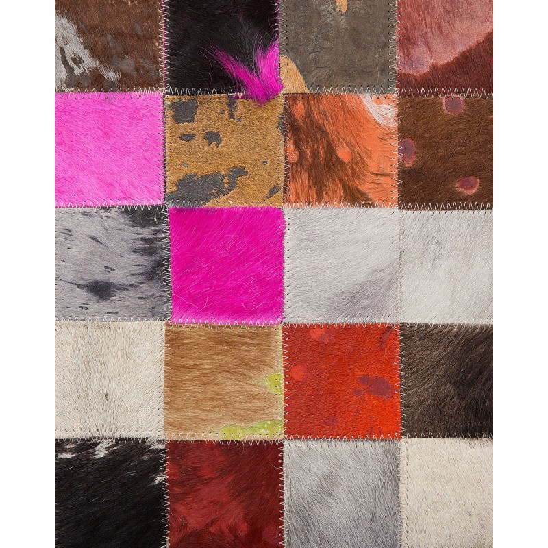 Dywan patchwork skórzany 200 x 200 cm wielokolorowy ENNE Dywan patchwork skórzany 200 x 200 cm wielokolorowy ENNE
