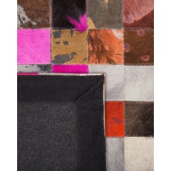 Dywan patchwork skórzany 200 x 200 cm wielokolorowy ENNE Dywan patchwork skórzany 200 x 200 cm wielokolorowy ENNE