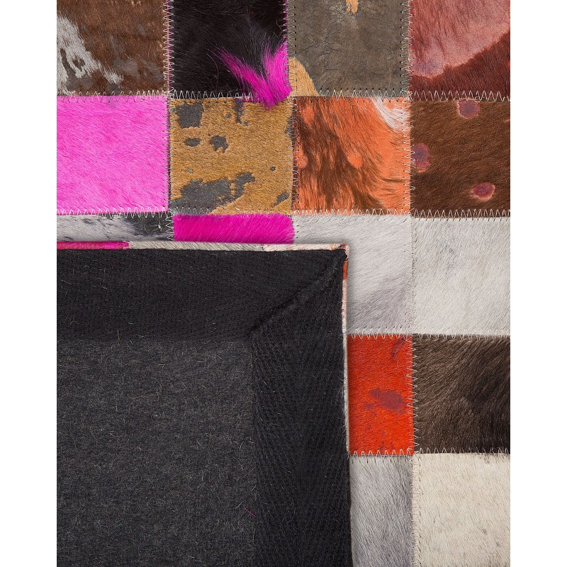 Dywan patchwork skórzany 200 x 200 cm wielokolorowy ENNE Dywan patchwork skórzany 200 x 200 cm wielokolorowy ENNE