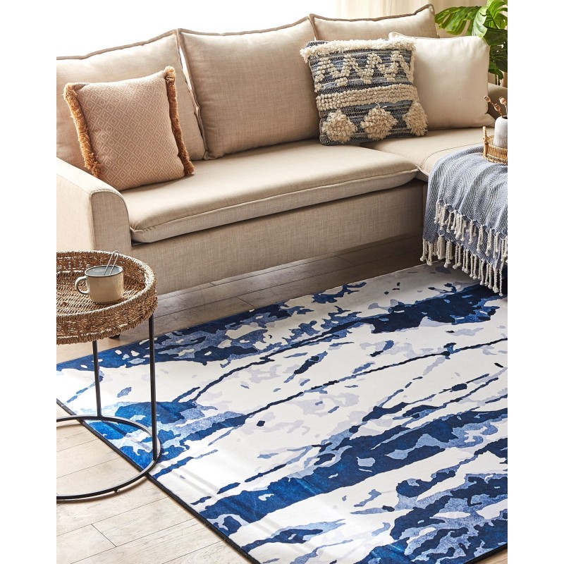 Dywan 160 x 230 cm biało-niebieski IZMIT Dywan 160 x 230 cm biało-niebieski IZMIT
