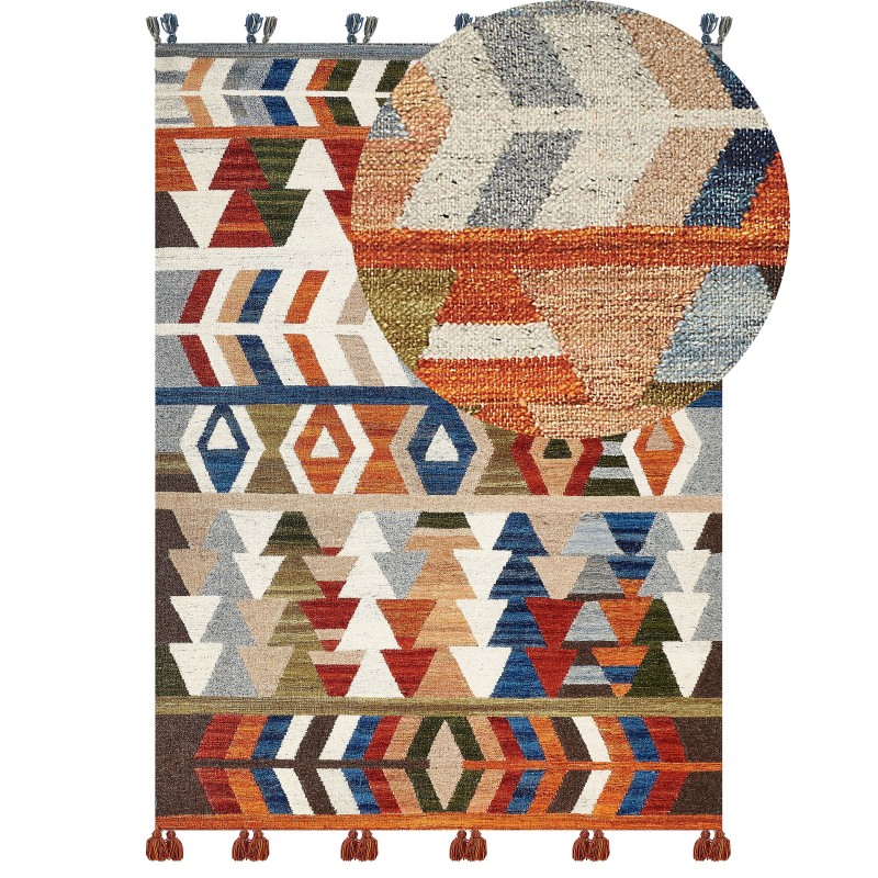 Dywan wełniany kilim 200 x 300 cm wielokolorowy KAGHSI Dywan wełniany kilim 200 x 300 cm wielokolorowy KAGHSI