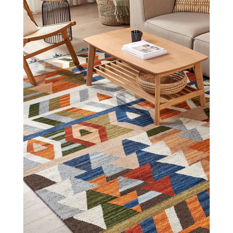 Dywan wełniany kilim 200 x 300 cm wielokolorowy KAGHSI Dywan wełniany kilim 200 x 300 cm wielokolorowy KAGHSI