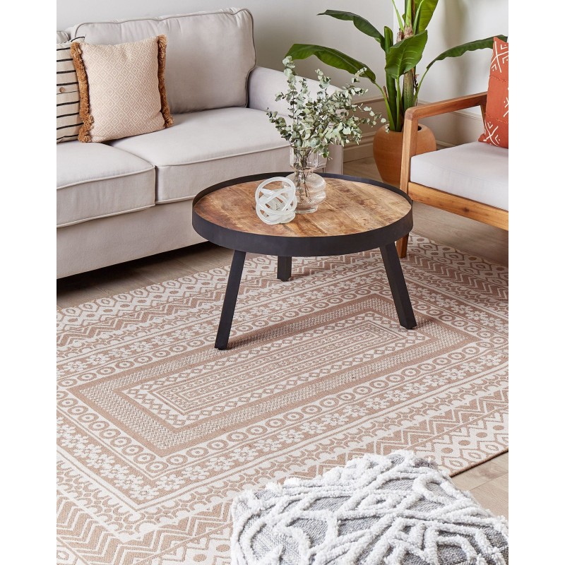 Dywan 160 x 230 cm beżowo-biały BAGLAR Dywan 160 x 230 cm beżowo-biały BAGLAR