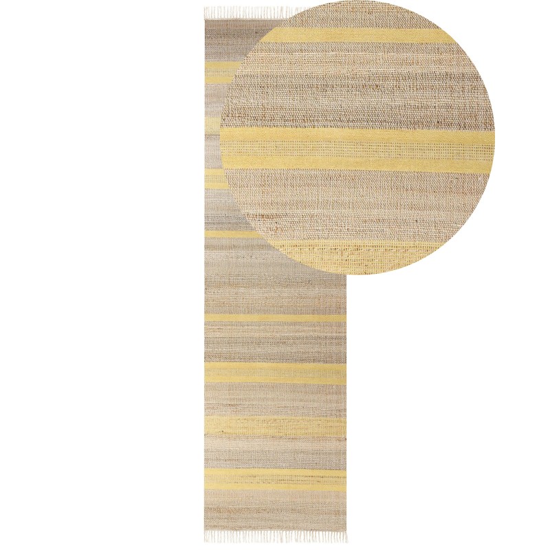 Dywan z juty 80 x 300 cm beżowo-żółty TALPUR Dywan z juty 80 x 300 cm beżowo-żółty TALPUR