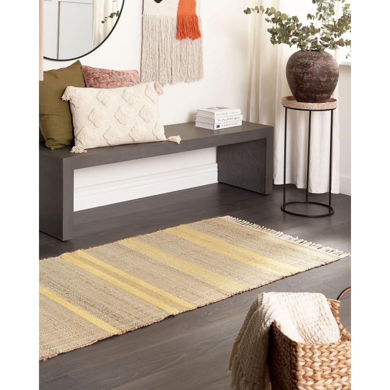Dywan z juty 80 x 300 cm beżowo-żółty TALPUR Dywan z juty 80 x 300 cm beżowo-żółty TALPUR