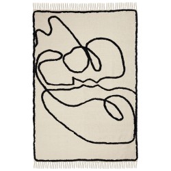 Dywan bawełniany 160 x 230 cm beżowo-czarny KONUR Dywan bawełniany 160 x 230 cm beżowo-czarny KONUR
