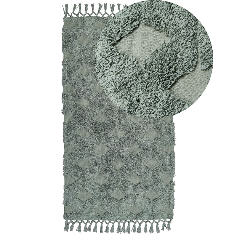 Dywan bawełniany 80 x 150 cm zielony KARS Dywan bawełniany 80 x 150 cm zielony KARS