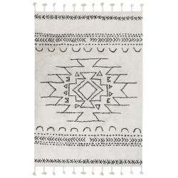 Dywan bawełniany 160 x 230 cm biało-czarny KHOURIBGA Dywan bawełniany 160 x 230 cm biało-czarny KHOURIBGA