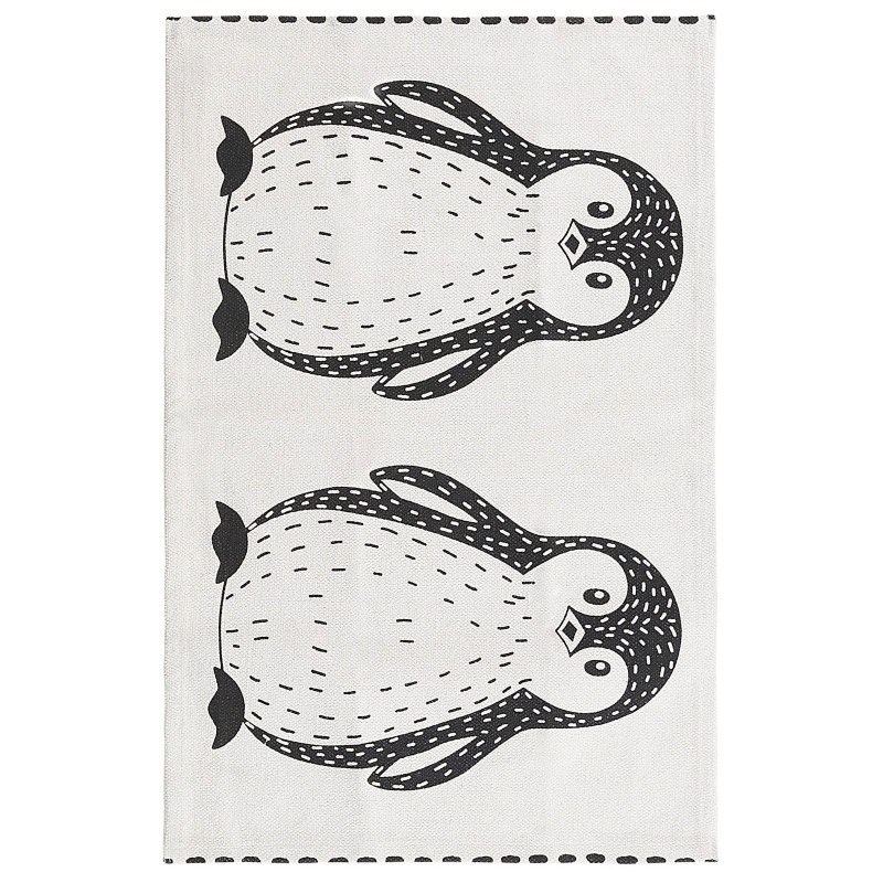 Dywan dziecięcy bawełniany motyw pingwina 60 x 90 cm czarno-biały HAJDARABAD Dywan dziecięcy bawełniany motyw pingwina 60 x 90 cm czarno-biały HAJDARABAD