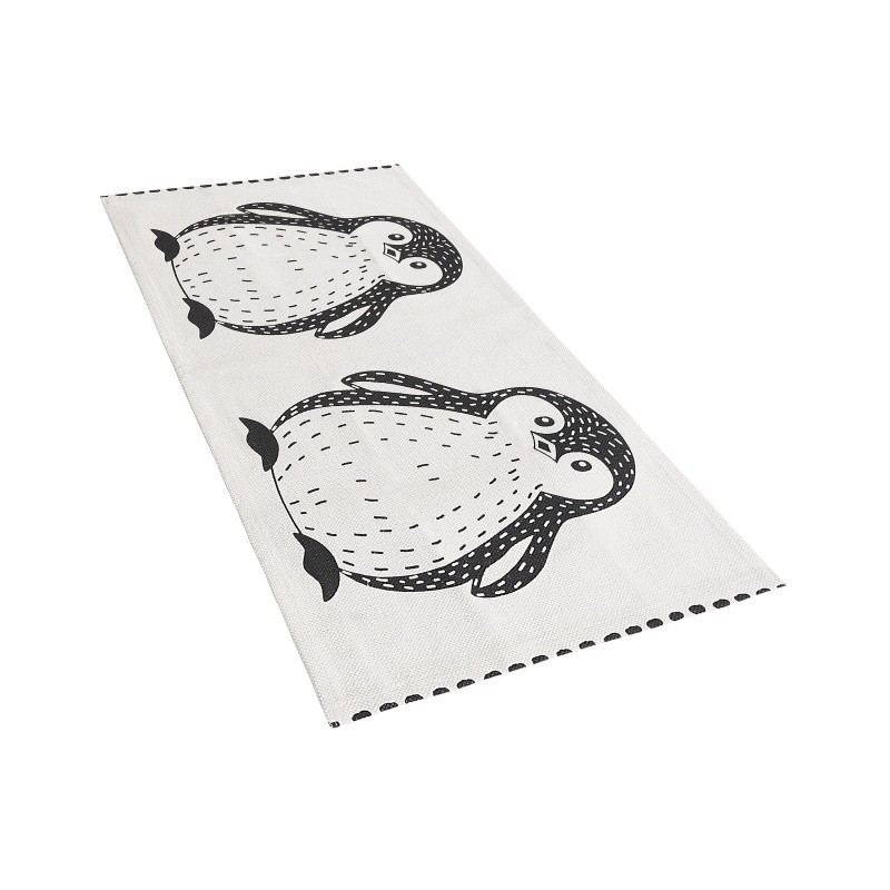 Dywan dziecięcy bawełniany motyw pingwina 60 x 90 cm czarno-biały HAJDARABAD Dywan dziecięcy bawełniany motyw pingwina 60 x 90 cm czarno-biały HAJDARABAD