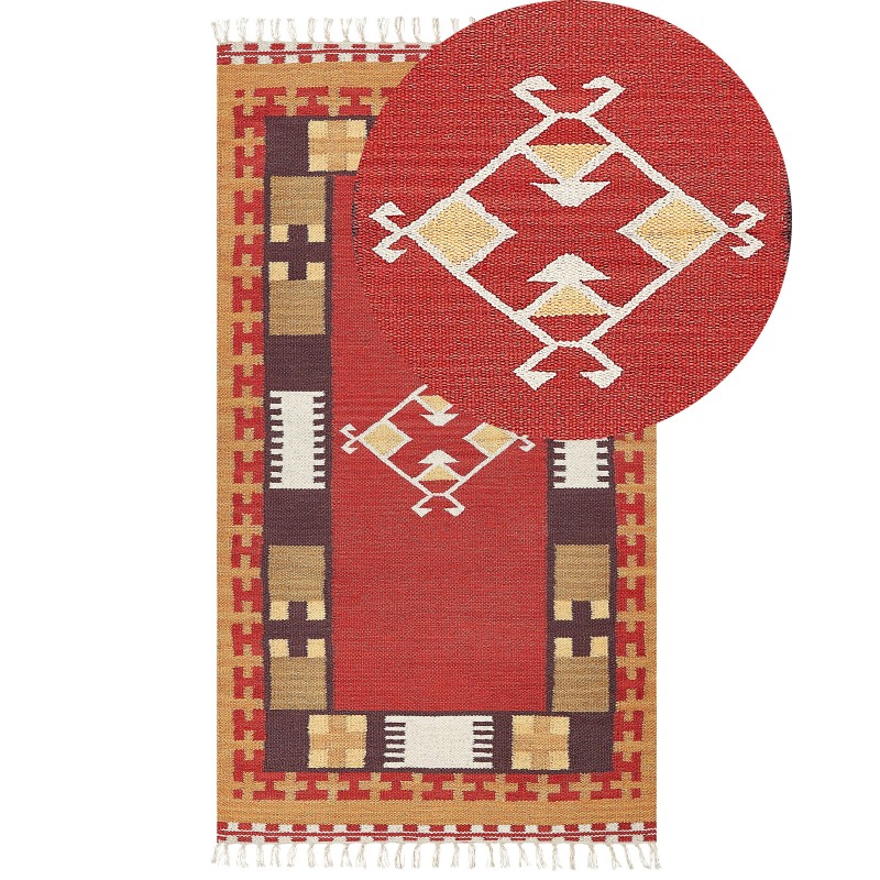 Dywan bawełniany kilim 80 x 150 cm wielokolorowy PARAKAR Dywan bawełniany kilim 80 x 150 cm wielokolorowy PARAKAR