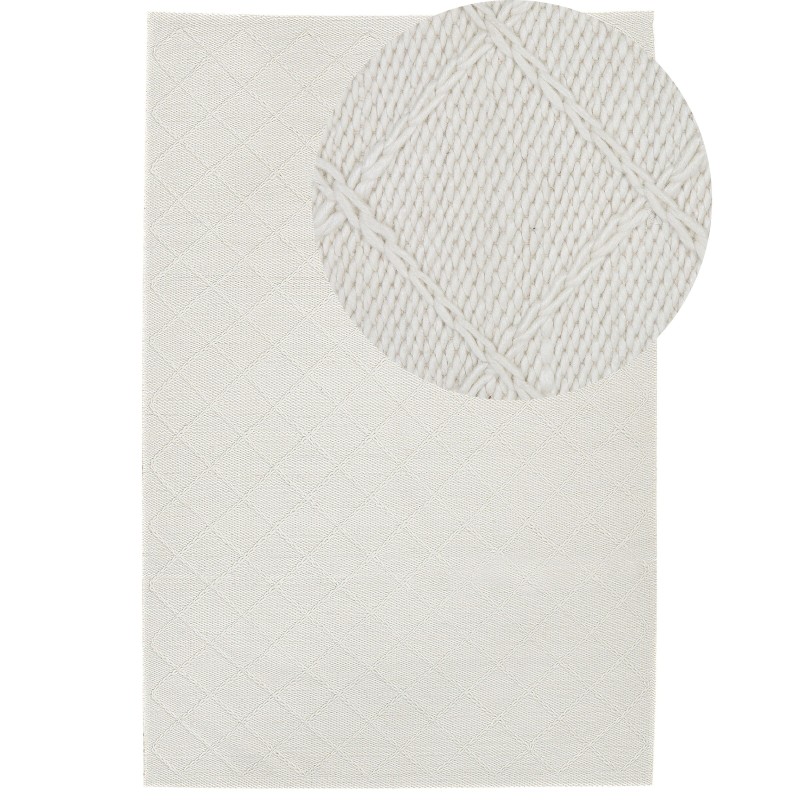 Dywan wełniany 160 x 230 cm złamana biel ELLEK Dywan wełniany 160 x 230 cm złamana biel ELLEK
