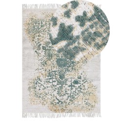 Dywan z wiskozy 140 x 200 cm beżowo-zielony BOYALI Dywan z wiskozy 140 x 200 cm beżowo-zielony BOYALI