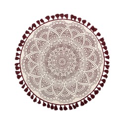 Dywan okrągły bawełniany orientalny nadruk ø 120 cm kremowo-czerwony AYAKLI Dywan okrągły bawełniany orientalny nadruk ø 120 cm kremowo-czerwony AYAKLI