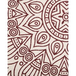 Dywan okrągły bawełniany orientalny nadruk ø 120 cm kremowo-czerwony AYAKLI Dywan okrągły bawełniany orientalny nadruk ø 120 cm kremowo-czerwony AYAKLI
