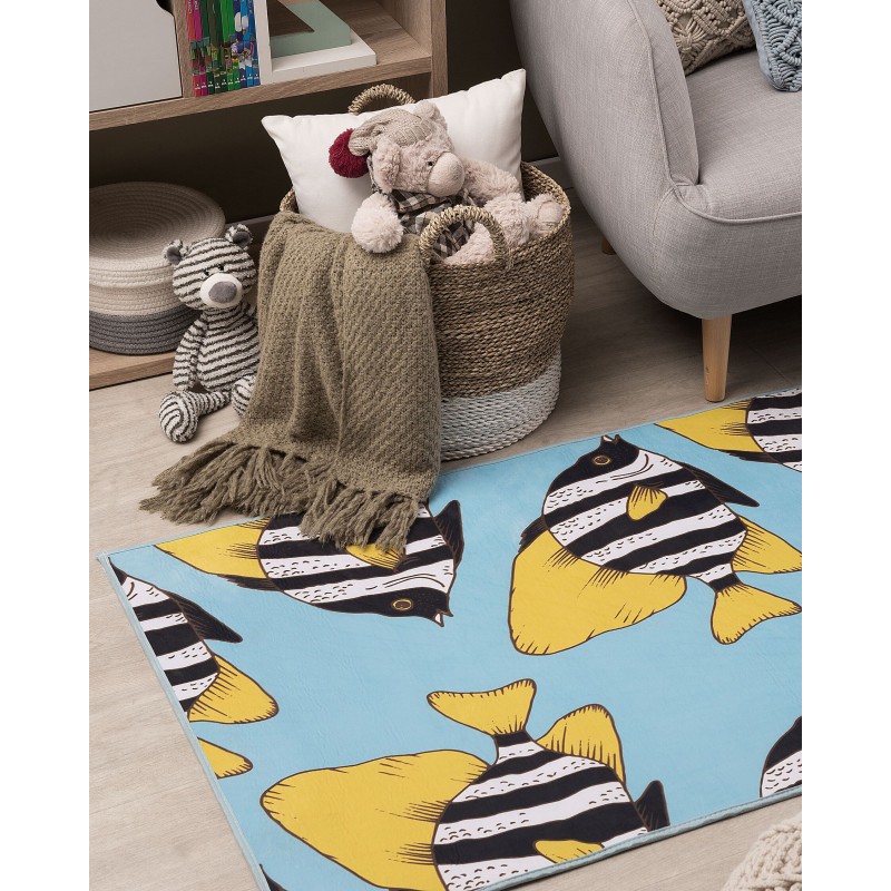 Dywan w rybki 80 x 140 cm niebieski FIZME Dywan w rybki 80 x 140 cm niebieski FIZME
