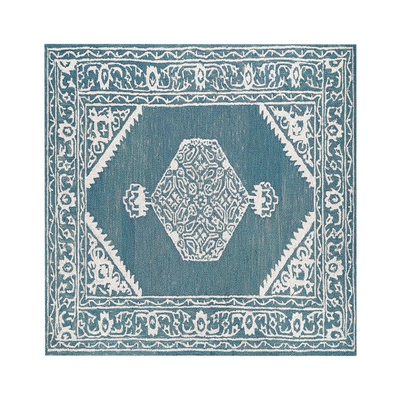Dywan wełniany 200 x 200 cm biało-niebieski GEVAS Dywan wełniany 200 x 200 cm biało-niebieski GEVAS
