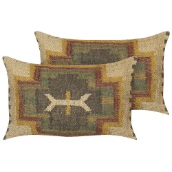 Zestaw 2 poduszek dekoracyjnych PULICAT Juta 30 x 50 cm Kolorowy Wzór orientalny