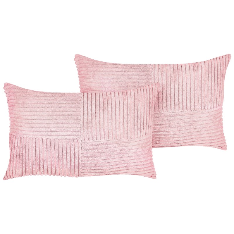 Zestaw 2 poduszek dekoracyjnych MILLET Sztruks 30 x 50 cm Różowy Wzór geometryczny Zestaw 2 poduszek dekoracyjnych MILLET Sztruks 30 x 50 cm Różowy Wzór geometryczny