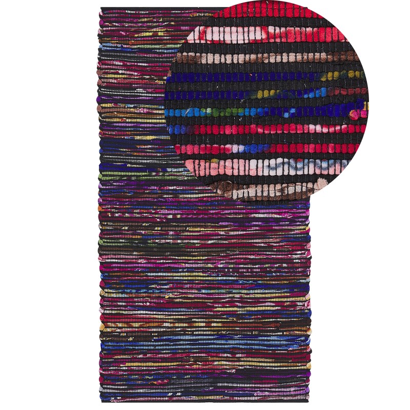 Dywan 80 x 150 cm wielokolorowy czarny BARTIN Dywan 80 x 150 cm wielokolorowy czarny BARTIN