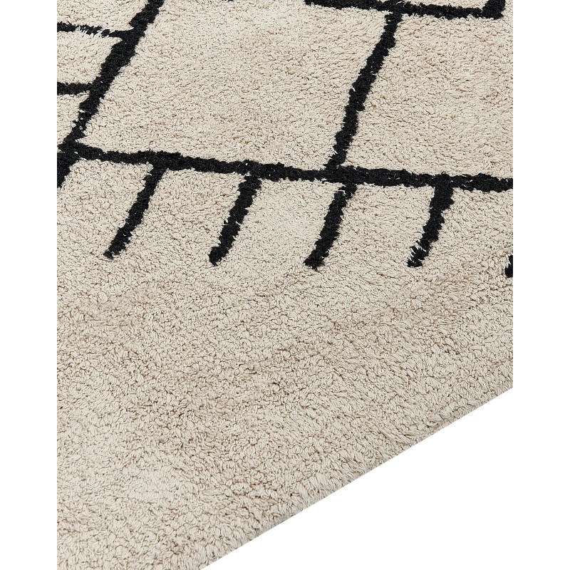 Dywan bawełniany 160 x 230 cm beżowo-czarny ERLER Dywan bawełniany 160 x 230 cm beżowo-czarny ERLER