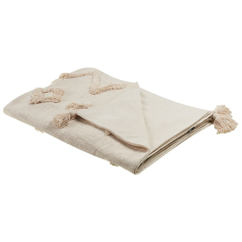 Koc GUNA Bawełna 130 x 180 cm Beżowy Koc GUNA Bawełna 130 x 180 cm Beżowy