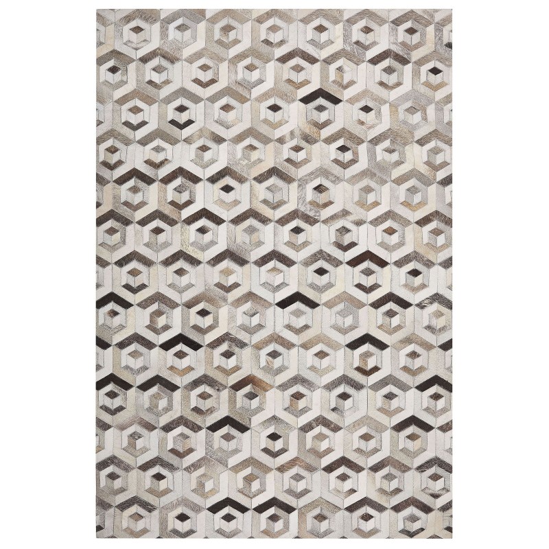 Dywan patchworkowy skórzany 140 x 200 cm brązowo-beżowy TAVAK Dywan patchworkowy skórzany 140 x 200 cm brązowo-beżowy TAVAK