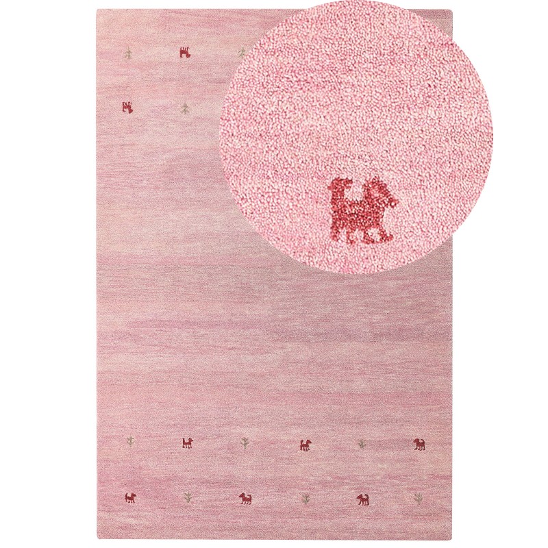 Dywan wełniany gabbeh 200 x 300 cm różowy YULAFI Dywan wełniany gabbeh 200 x 300 cm różowy YULAFI