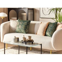 Zestaw 2 poduszek dekoracyjnych DELICIOSA Welur 45 x 45 cm Ciemnozielony Wzór roślinny Zestaw 2 poduszek dekoracyjnych DELICIOSA Welur 45 x 45 cm Ciemnozielony Wzór roślinny