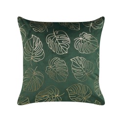 Zestaw 2 poduszek dekoracyjnych DELICIOSA Welur 45 x 45 cm Ciemnozielony Wzór roślinny Zestaw 2 poduszek dekoracyjnych DELICIOSA Welur 45 x 45 cm Ciemnozielony Wzór roślinny
