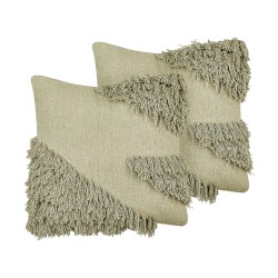Zestaw 2 poduszek dekoracyjnych SOURWOOD Bawełna 45 x 45 cm Jasnozielony Wzór geometryczny