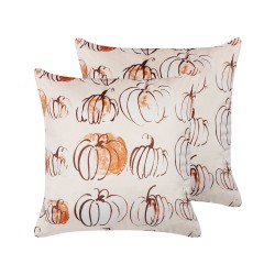 Zestaw 2 poduszek dekoracyjnych CUCURBITA Welur 45 x 45 cm Beżowy Wzór roślinny