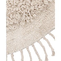 Dywan shaggy okrągły bawełniany ⌀ 140 cm beżowy BITLIS Dywan shaggy okrągły bawełniany ⌀ 140 cm beżowy BITLIS