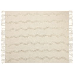 Koc KHARI Bawełna 125 x 150 cm Jasnobeżowy Koc KHARI Bawełna 125 x 150 cm Jasnobeżowy