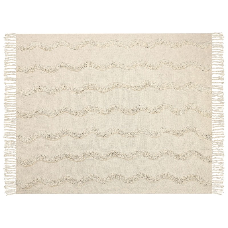 Koc KHARI Bawełna 125 x 150 cm Jasnobeżowy Koc KHARI Bawełna 125 x 150 cm Jasnobeżowy
