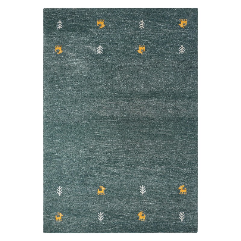 Dywan wełniany gabbeh 140 x 200 cm zielony CALTI Dywan wełniany gabbeh 140 x 200 cm zielony CALTI