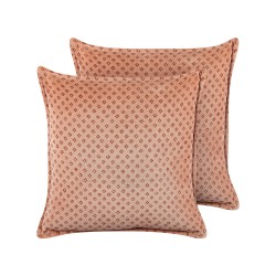 Zestaw 2 poduszek dekoracyjnych RHODOCOMA Welur 45 x 45 cm Różowy Wzór geometryczny