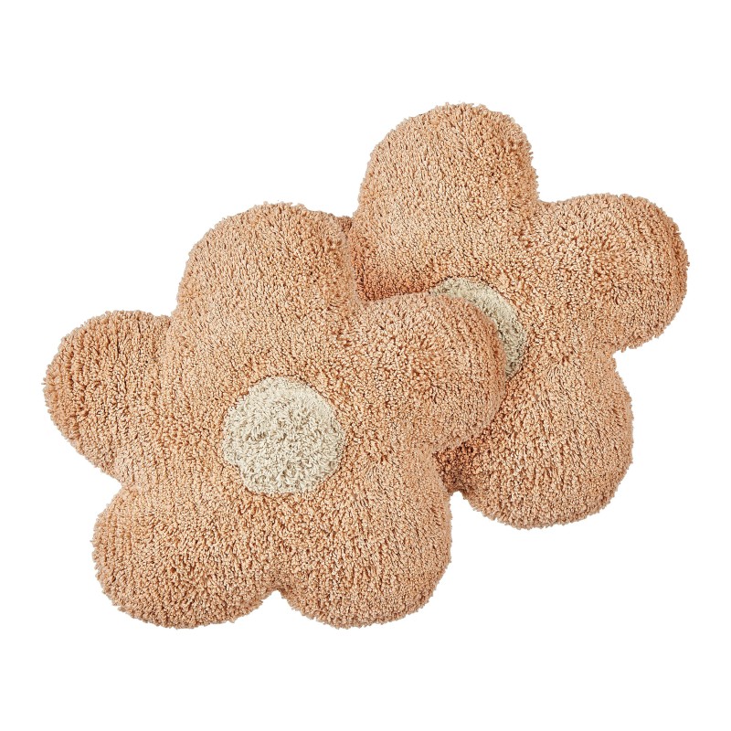2 bawełniane poduszki dekoracyjne dla dzieci kwiaty 30 x 30 cm brzoskwiniowe SORREL 2 bawełniane poduszki dekoracyjne dla dzieci kwiaty 30 x 30 cm brzoskwiniowe SORREL