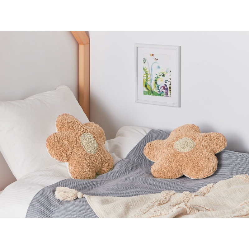 2 bawełniane poduszki dekoracyjne dla dzieci kwiaty 30 x 30 cm brzoskwiniowe SORREL 2 bawełniane poduszki dekoracyjne dla dzieci kwiaty 30 x 30 cm brzoskwiniowe SORREL