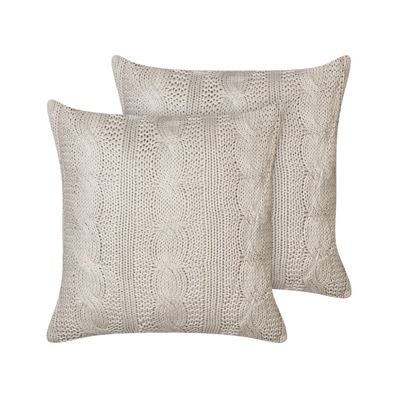 Zestaw 2 poduszek dekoracyjnych CONSTYLIS Bawełna 45 x 45 cm Beżowoszary Jednolity Zestaw 2 poduszek dekoracyjnych CONSTYLIS Bawełna 45 x 45 cm Beżowoszary Jednolity