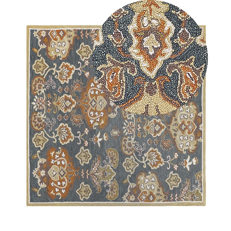 Dywan wełniany 200 x 200 cm wielokolorowy UMURLU Dywan wełniany 200 x 200 cm wielokolorowy UMURLU