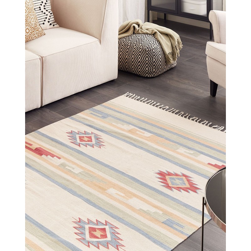 Dywan bawełniany kilim 140 x 200 cm wielokolorowy APARAN Dywan bawełniany kilim 140 x 200 cm wielokolorowy APARAN