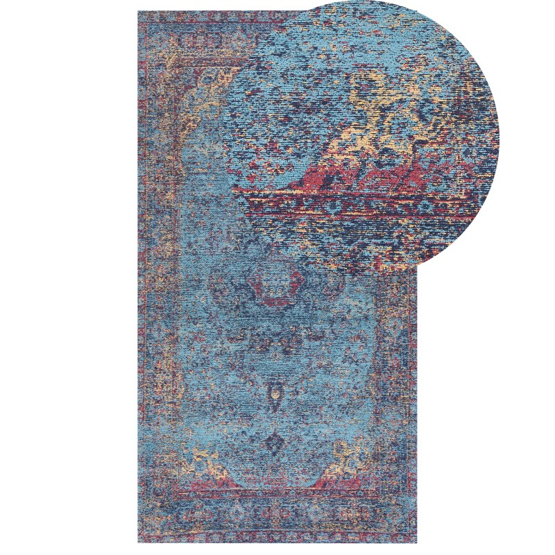 Dywan bawełniany 80 x 150 cm niebieski KANSU Dywan bawełniany 80 x 150 cm niebieski KANSU
