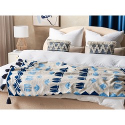 Koc BHIND Bawełna 130 x 180 cm Beżowy Koc BHIND Bawełna 130 x 180 cm Beżowy