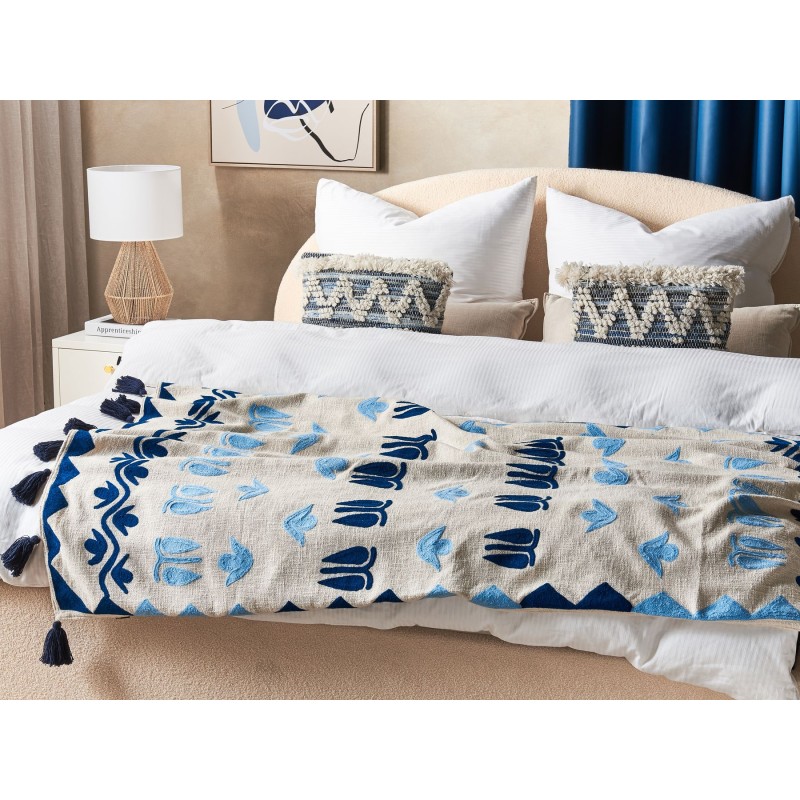 Koc BHIND Bawełna 130 x 180 cm Beżowy Koc BHIND Bawełna 130 x 180 cm Beżowy