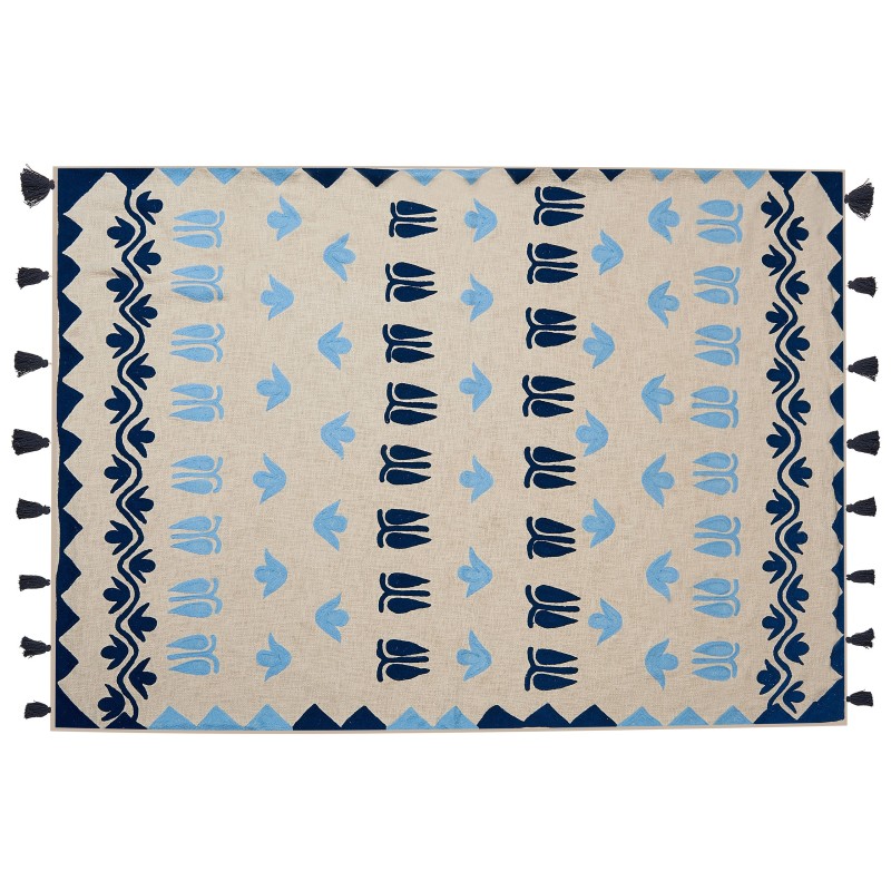 Koc BHIND Bawełna 130 x 180 cm Beżowy Koc BHIND Bawełna 130 x 180 cm Beżowy