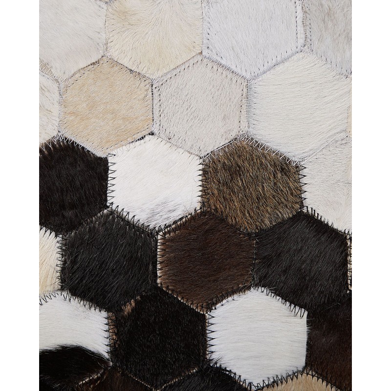 Dywan patchwork skórzany 140 x 200 cm brązowo-beżowy EYIM Dywan patchwork skórzany 140 x 200 cm brązowo-beżowy EYIM
