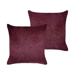 Zestaw 2 poduszek dekoracyjnych PILEA Sztuczne futro 45 x 45 cm Burgundowy Jednolity