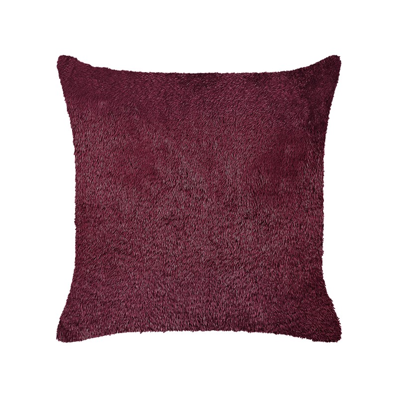 Zestaw 2 poduszek dekoracyjnych PILEA Sztuczne futro 45 x 45 cm Burgundowy Jednolity Zestaw 2 poduszek dekoracyjnych PILEA Sztuczne futro 45 x 45 cm Burgundowy Jednolity